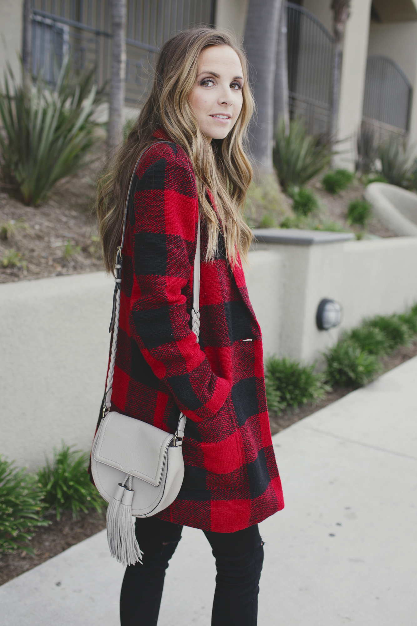 Merrick's Art Buffalo Plaid Coat, Rebecca Minkoff Isobel Bag