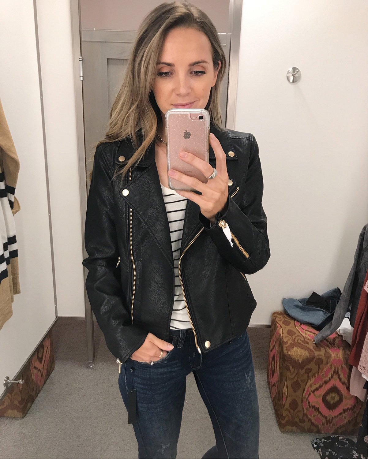 merricksat.com | black leather jacket and gold hardware