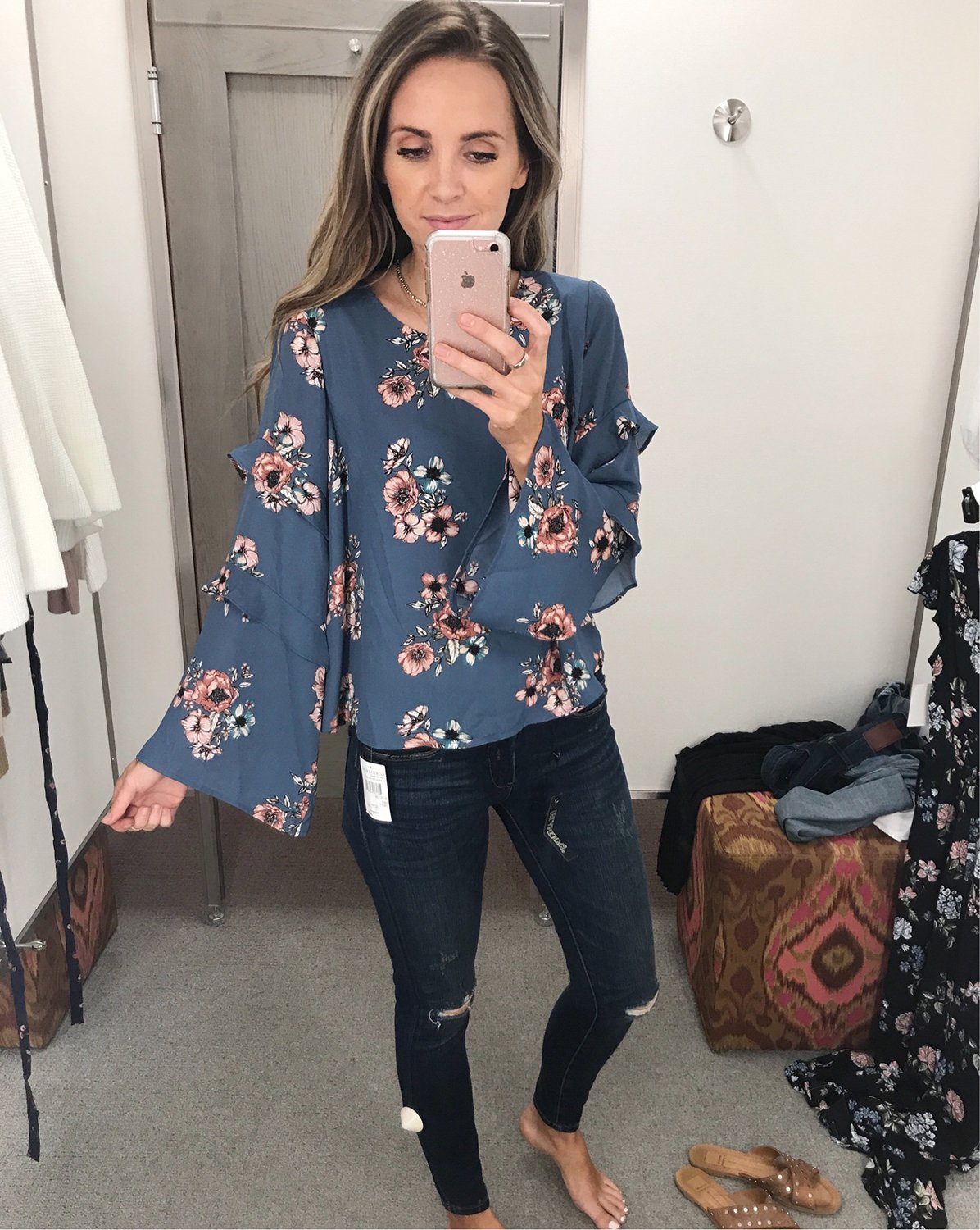 merricksat.com | floral bell sleeve top