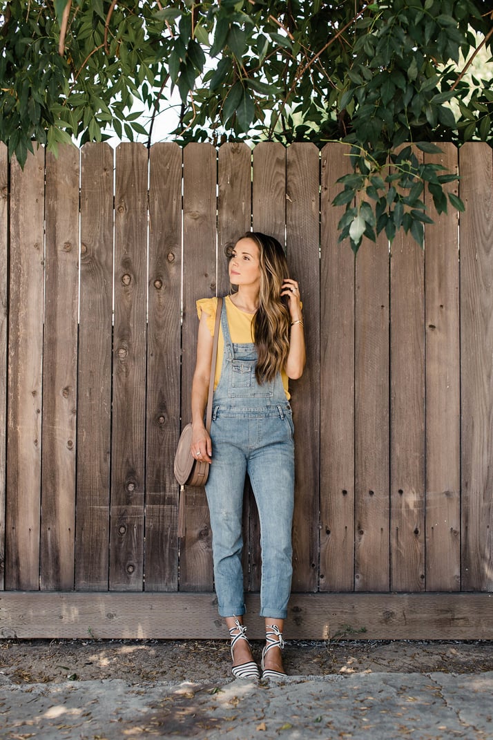 merricksat.com | overalls and yellow ruffle sleeve top
