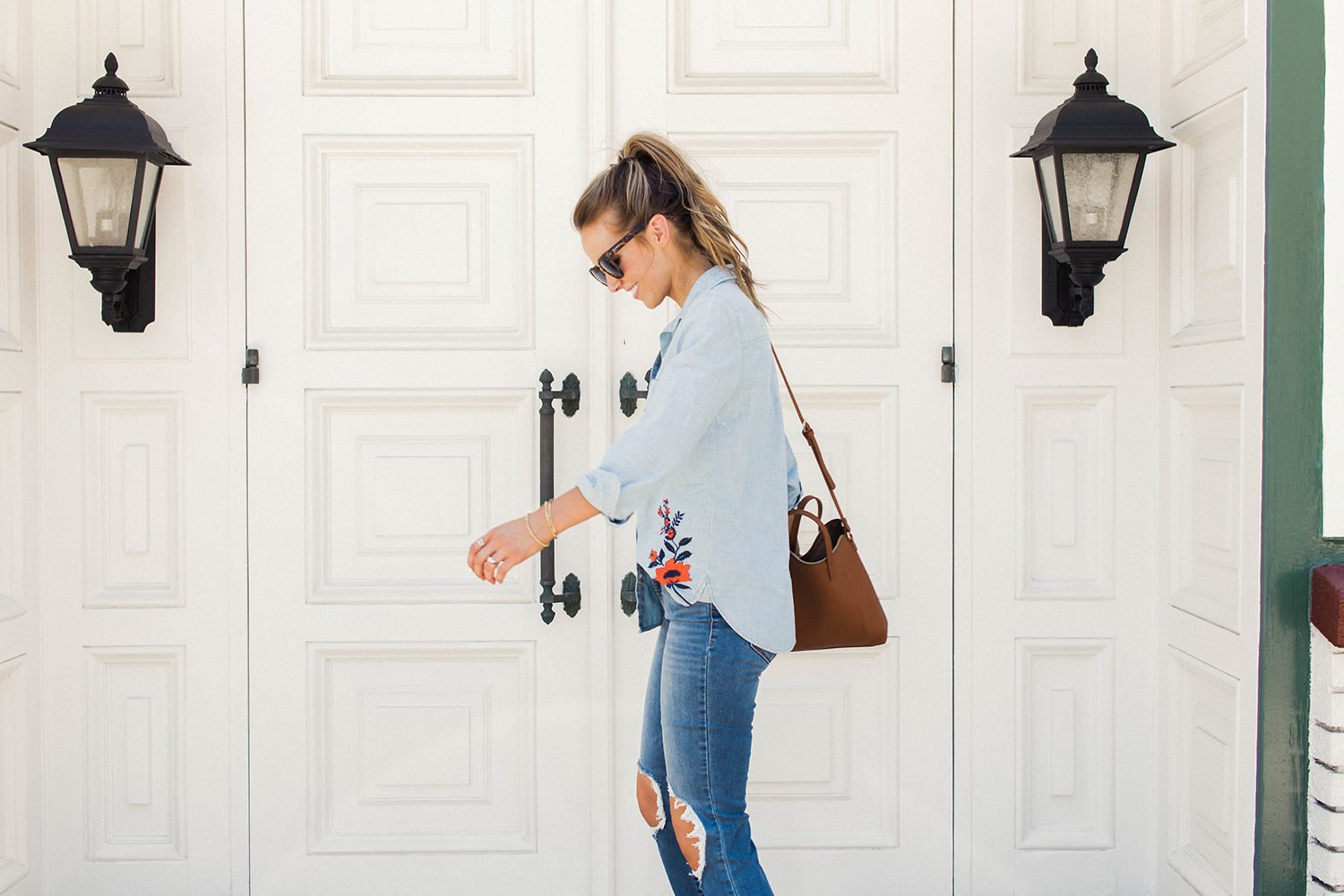merricksat.com | embroidered shirt and ripped jeans