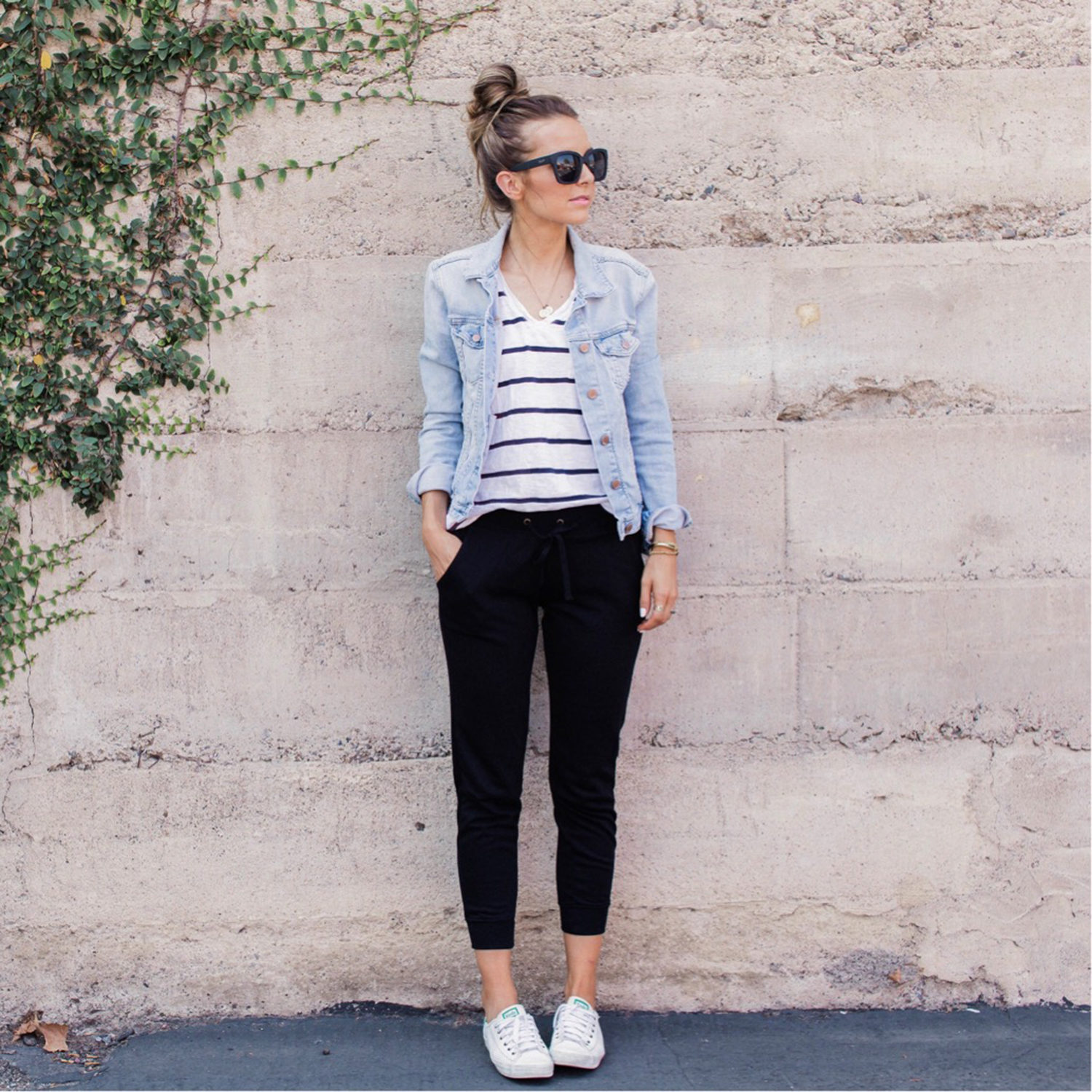 denim jacket and joggers | merricksat.com