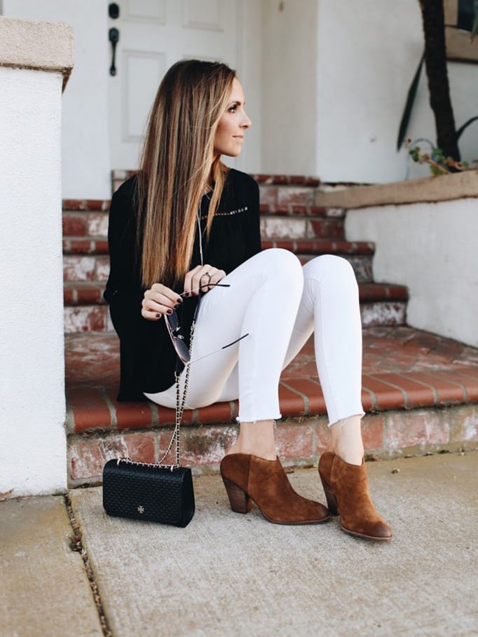 white jeans and black sweater | merricksat.com