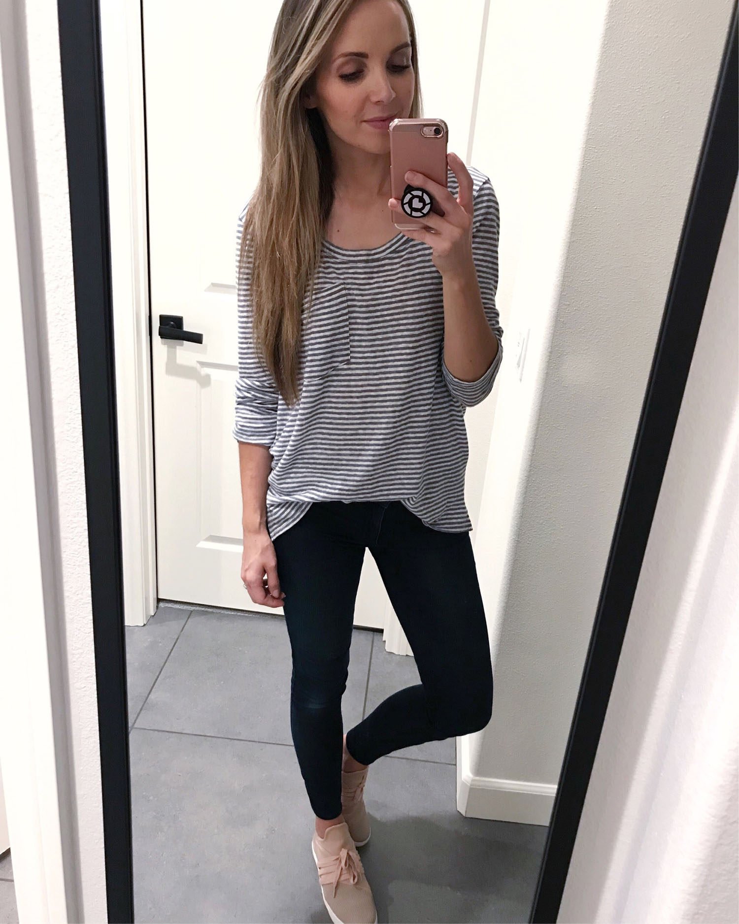 striped tee and jeggings | merricksat.com