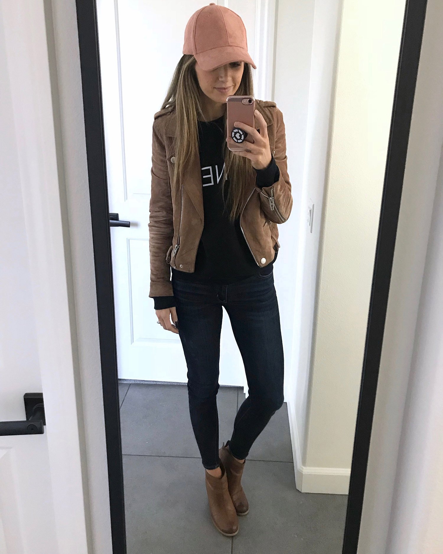 suede jacket and jeans | merricksat.com