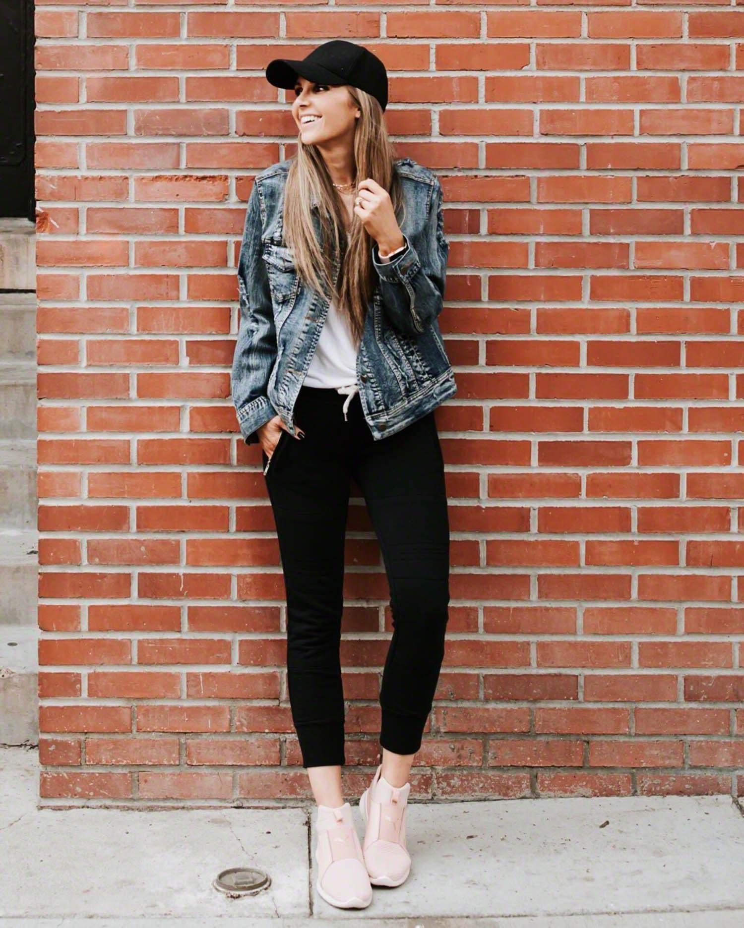 denim jacket and joggers | merricksat.com