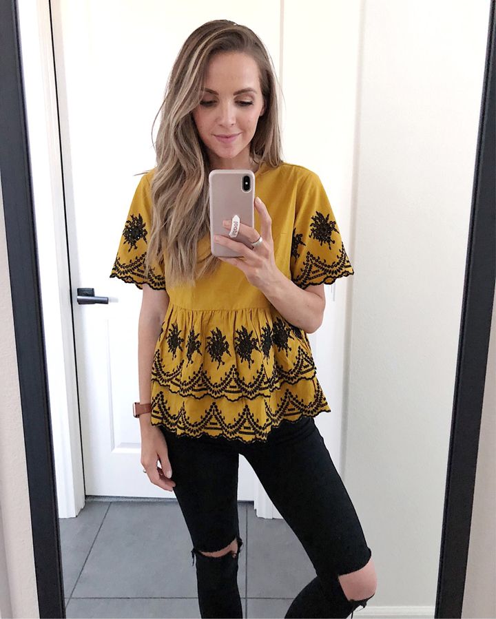 a cute mustard lace top!