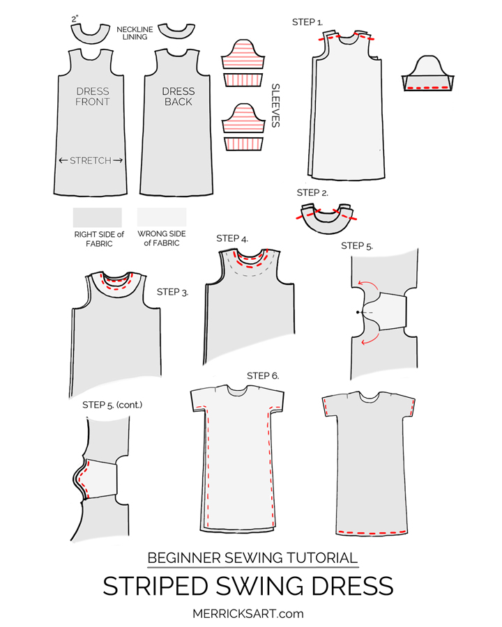 striped tshirt dress sewing tutorial