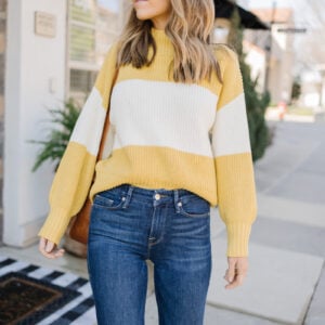 YELLOW SWEATER WITH JEANS