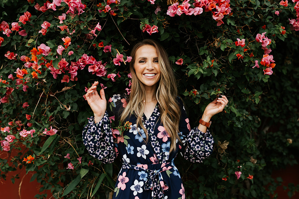 floral dress with bougainvillea