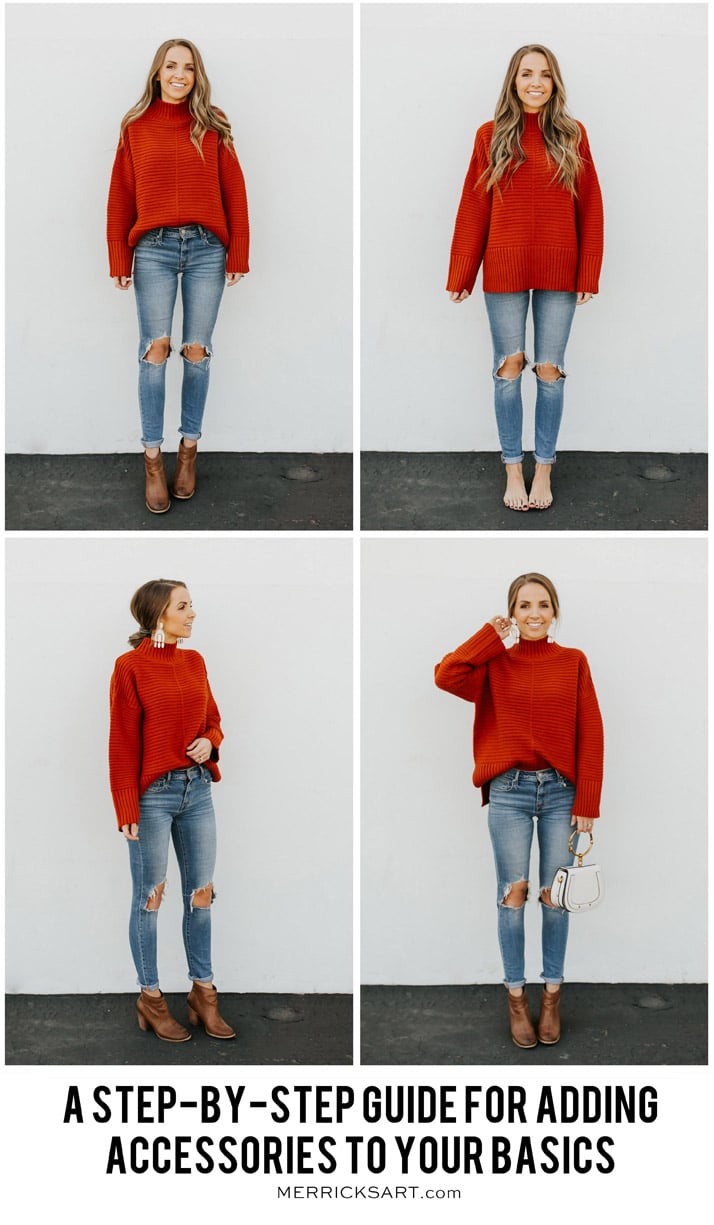 turtleneck and statement earrings
