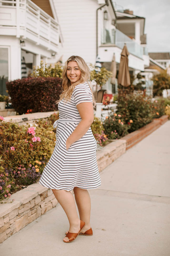 plus size stripe merrick white dress