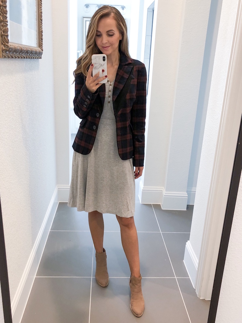 Merrick White Anywhere Dress Plaid Blazer Gray dress