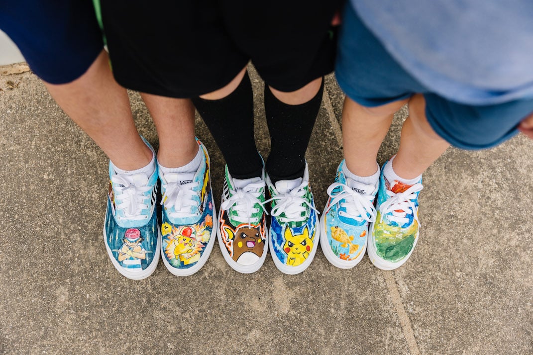 vans painted sneakers boys