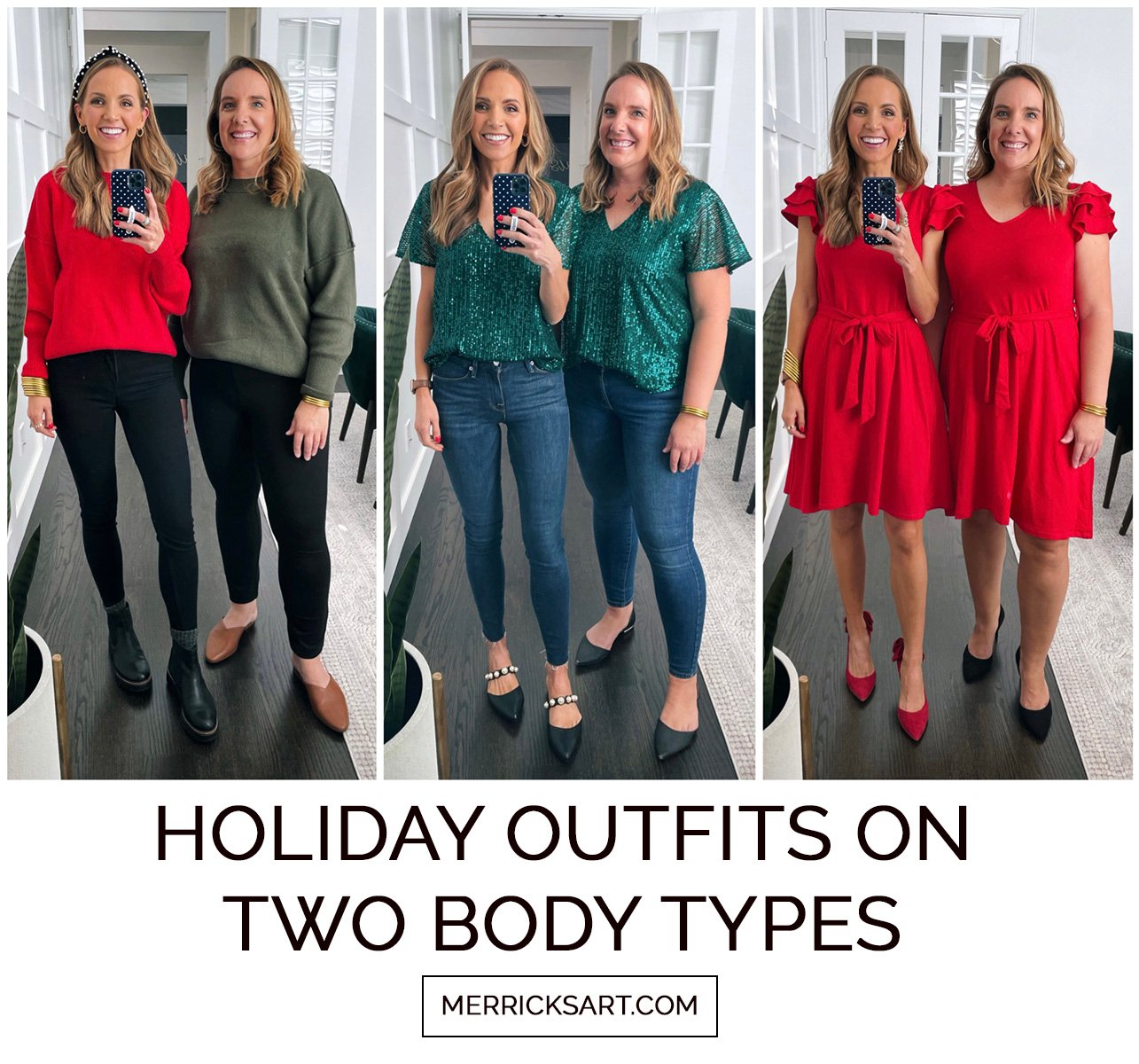 holiday outfits on two body types