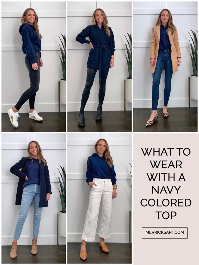 what to wear with navy tops