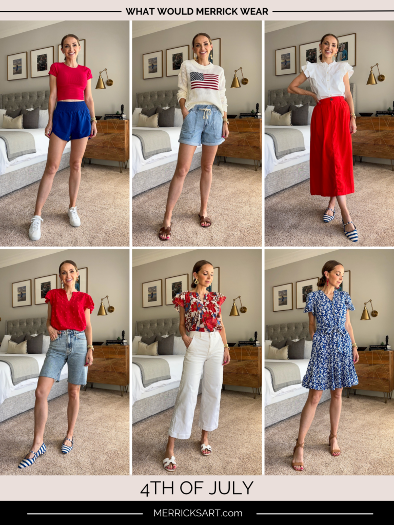 6 women's outfits in Patriotic colors for the 4th of July